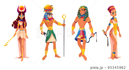 Egypt gods Hathor, Ra, rulers Pharaoh, Nefertiti 93345962