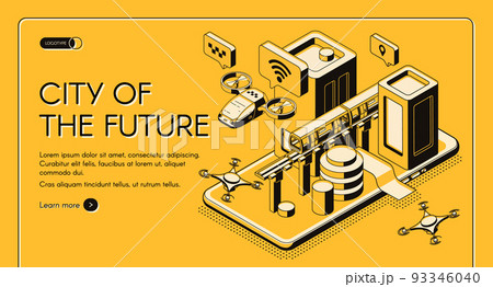 City of future isometric vector web banner City of future isometric vector web banner 93346040
