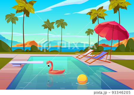 Swimming pool in hotel or resort outdoors, summer 93346205
