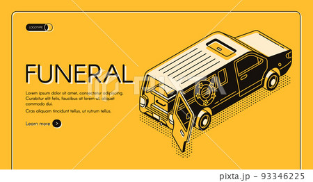 Funeral service isometric vector web banner 93346225