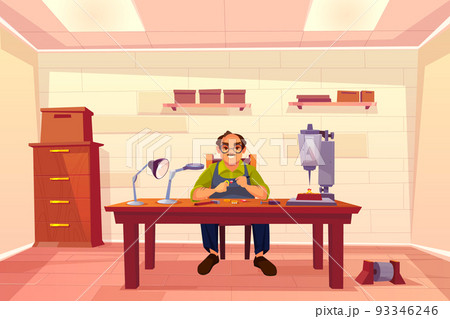 Jeweler working in workshop, goldsmith workplace 93346246