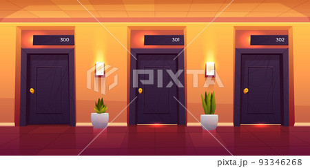 Rooms in hotel corridor empty luxury hotel hallway Rooms in hotel corridor empty luxury hotel hallway 93346268