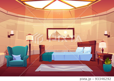 Bedroom in castle or palace. Empty sunny apartment 93346292