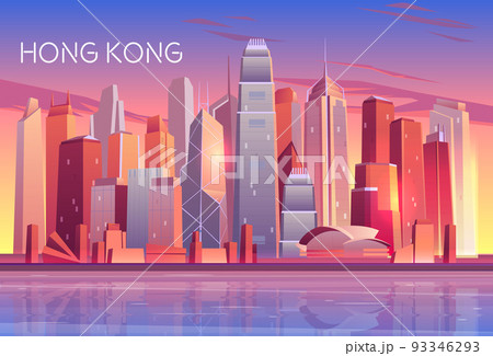 Modern metropolis cartoon vector background 93346293