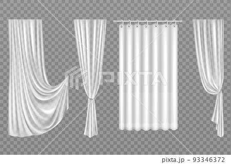 White curtains isolated on transparent background 93346372