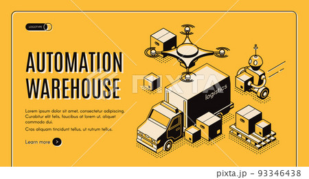 Delivery warehouse automation isometric website 93346438