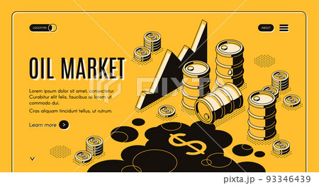 Oil trade market isometric vector webpage template 93346439