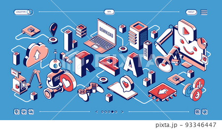 RPA, Robotic process automation isometric landing RPA, Robotic process automation isometric landing 93346447