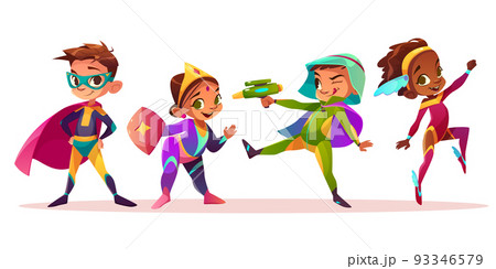 Children in superhero costumes cartoon vector 93346579