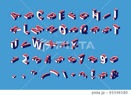 Isometric alphabet, numbers and punctuation, abc 93346580