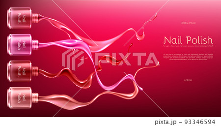 Red nail polish realistic vector promo banner 93346594
