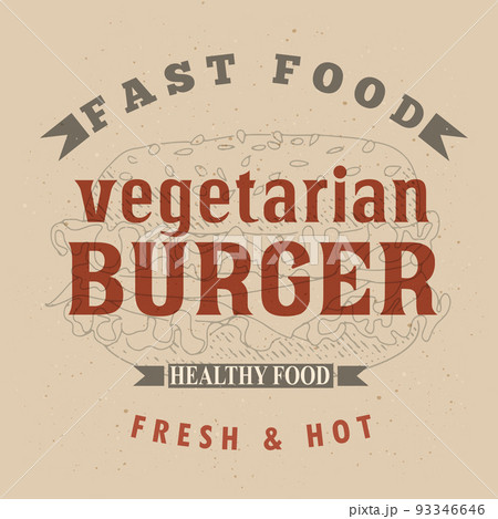 Vegetarian burger label design 93346646