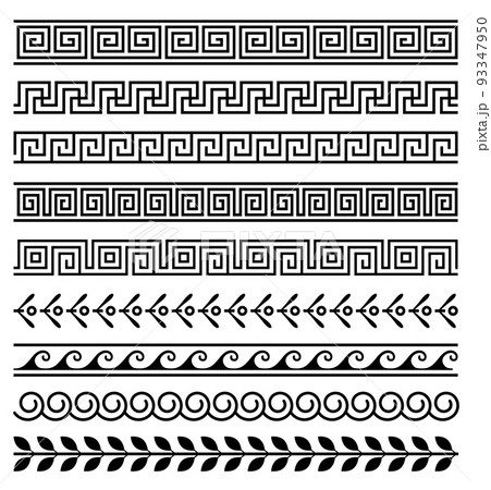 Greek roman pattern border decorative ornament. Ancient greek meander vector design wave Greek roman pattern border decorative ornament. Ancient greek meander vector design wave 93347950