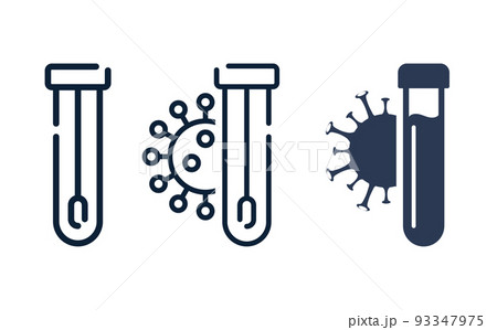 Covid pcr test vector line icon. Corona virus covid19 tube test medical laboratory 93347975