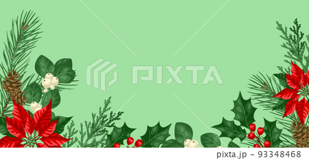 Card with winter plants. Merry Christmas and Happy New Year decoration. 93348468