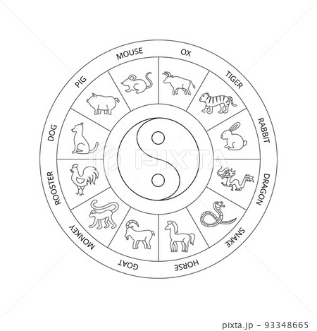 White Chinese Zodiac Circle White Chinese Zodiac Circle 93348665