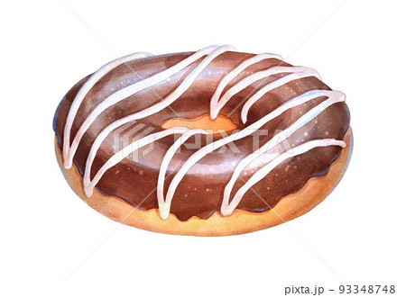 Watercolor vector illustration of Chocolate Donut  93348748