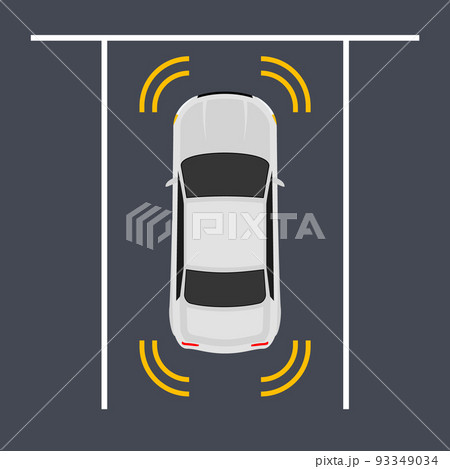 Parking smart car sensor autonomous view. Automobile park assist drive safety Parking smart car sensor autonomous view. Automobile park assist drive safety 93349034