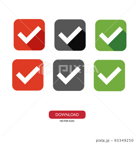 Large set of flat buttons green, red check...のイラスト素材 [93349250] - PIXTA