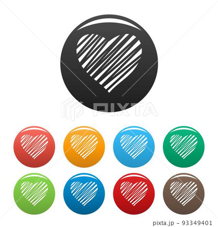 Shaded heart icons set color vectorのイラスト素材 [93349401] - PIXTA