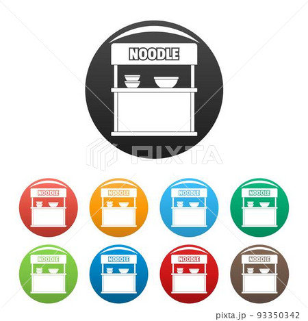 Noodle selling icons set color vector Noodle selling icons set color vector 93350342