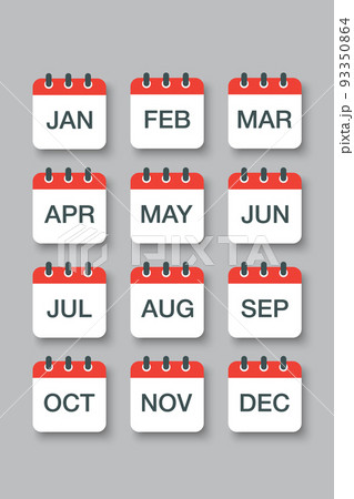 Set of year month calendar page icons 93350864