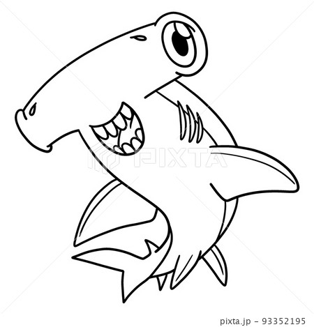 Hammerhead Shark Isolated Coloring Page for Kids 93352195