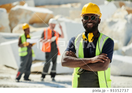 Young successful African American male worker of marble quarry 93352737