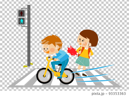 危険運転　横断歩道を走る自転車 93353363