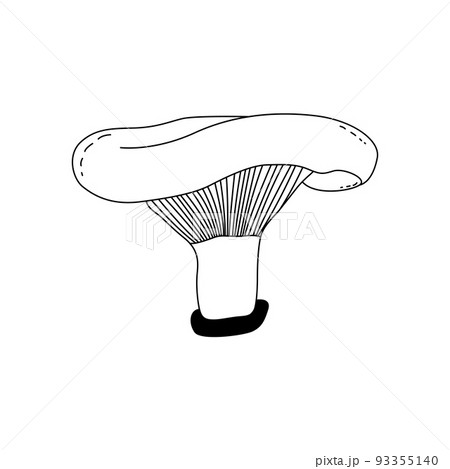 Vector line icon for mushroom. white button isolated. Vintage. Vector illustration. 93355140