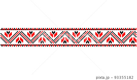 Embroidered good like old handmade cross-stitch ethnic Ukraine pattern. Ukrainian towel ornament, rushnyk called, vector. Embroidered good like old handmade cross-stitch ethnic Ukraine pattern. Ukrainian towel ornament, rushnyk called, vector. 93355182