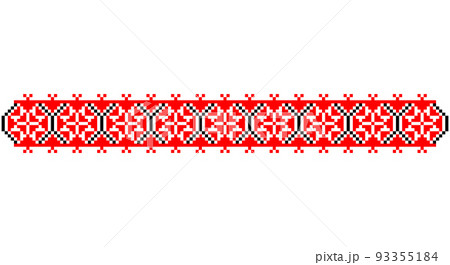 Embroidered good like old handmade cross-stitch ethnic Ukraine pattern. Ukrainian towel ornament, rushnyk called, vector. Embroidered good like old handmade cross-stitch ethnic Ukraine pattern. Ukrainian towel ornament, rushnyk called, vector. 93355184
