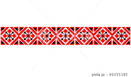 Embroidered good like old handmade cross-stitch ethnic Ukraine pattern. Ukrainian towel ornament, rushnyk called, vector. Embroidered good like old handmade cross-stitch ethnic Ukraine pattern. Ukrainian towel ornament, rushnyk called, vector. 93355185