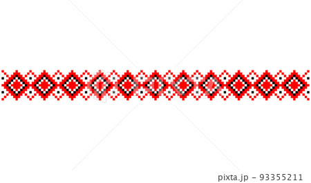 Embroidered good like old handmade cross-stitch ethnic Ukraine pattern. Ukrainian towel ornament, rushnyk called, vector. 93355211