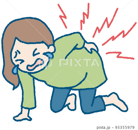 腰痛/恥骨痛に苦しむ妊婦のイラスト 腰痛/恥骨痛に苦しむ妊婦のイラスト 93355979