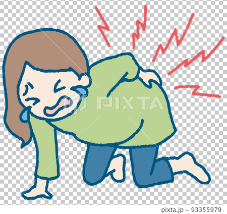 腰痛/恥骨痛に苦しむ妊婦のイラスト 腰痛/恥骨痛に苦しむ妊婦のイラスト 93355979