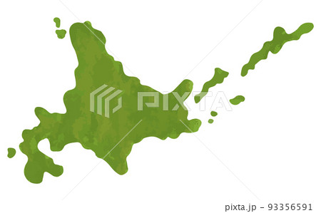 主線なしの北海道の地図イラスト。択捉島などの島あり。 93356591