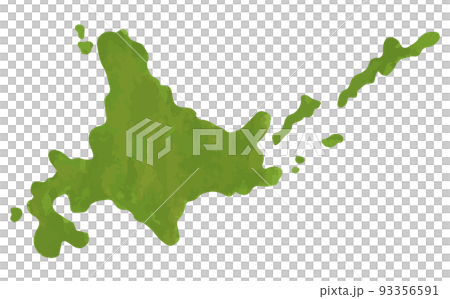 主線なしの北海道の地図イラスト。択捉島などの島あり。 93356591