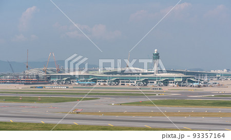 Airplanes on Incheon International Airport in South Korea Airplanes on Incheon International Airport in South Korea 93357164
