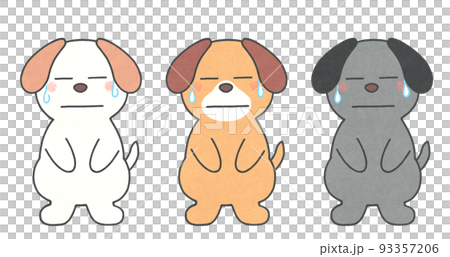 困った顔の犬のイラスト 輪郭 実線 黒色のイラスト素材
