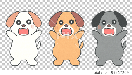 Surprised dog illustration outline = solid line & black 3 color set Surprised dog illustration outline = solid line & black 3 color set 93357209