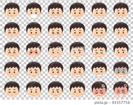 色々な表情の男の子の顔のイラストセット 93357758
