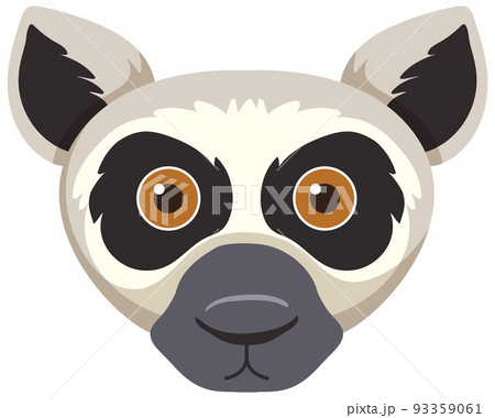 Cute lemur head in flat styleのイラスト素材 [93359061] - PIXTA