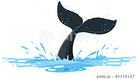 A tail of humpback whale above the waterのイラスト素材 [93359137] - PIXTA