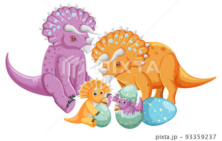 Cute triceratops dinosaur and baby Cute triceratops dinosaur and baby 93359237