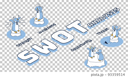 Business penguin with the image of SWOT analysis 93359514