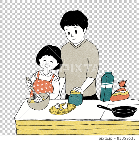 父母和孩子在廚房做飯的插圖 父母和孩子在廚房做飯的插圖 93359533