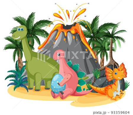 Isolated prehistoric forest with dinosaur 93359604