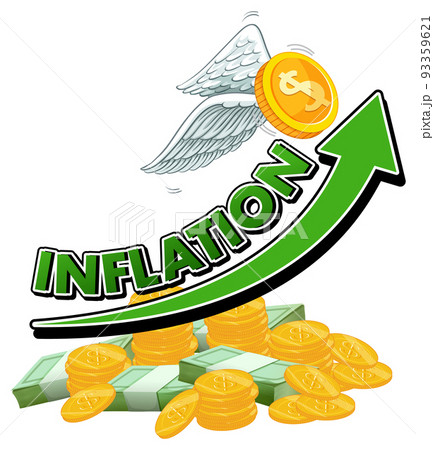 Inflation with green arrow going upのイラスト素材 [93359621] - PIXTA