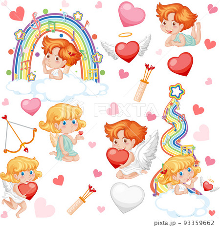 Little cupid and heart seamless pattern Little cupid and heart seamless pattern 93359662